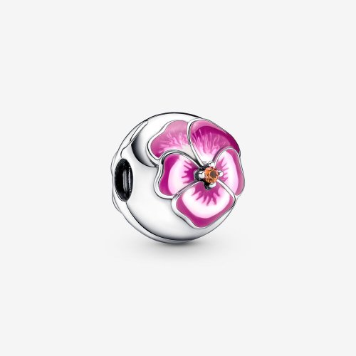 PANDORA Encanto de Clip con Flor de Pensamiento Rosa - 790772C01