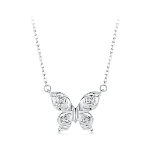 Collar con mariposa y rosa estilo PANDORA - BSN396