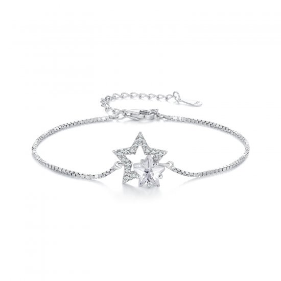 Pulsera de cadena estilo Pandora con estrella - BSB143 - Haga click en la imagen para cerrar