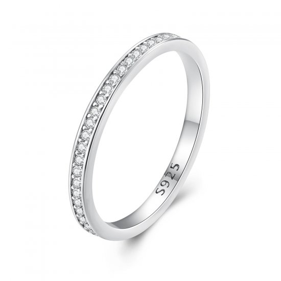Anillo de Moissanita con estilo Pandora y pavé - MSR030 - Haga click en la imagen para cerrar