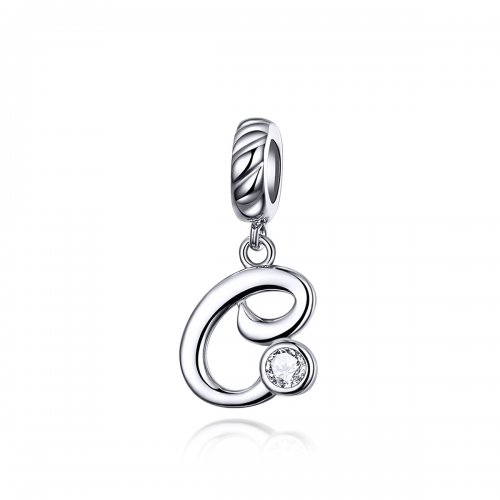 Pendiente colgante de letra C en plata estilo Pandora - SCC1183-C