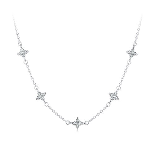 Collar estilo PANDORA con trébol de cuatro hojas y estrella - BSN394