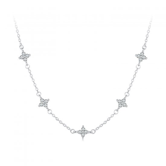 Collar estilo PANDORA con trébol de cuatro hojas y estrella - BSN394 - Haga click en la imagen para cerrar