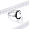 Anillo abierto de Luna y Estrella, estilo Pandora, en plata - BSR137