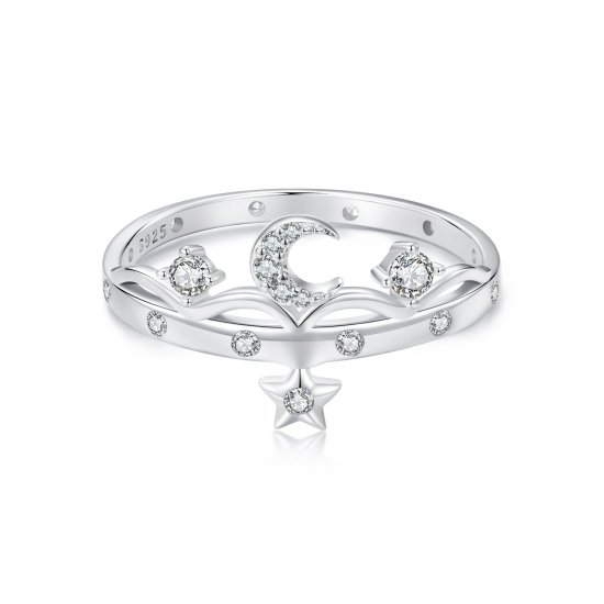 Anillo de estrella y luna estilo PANDORA - SCR1046 - Haga click en la imagen para cerrar