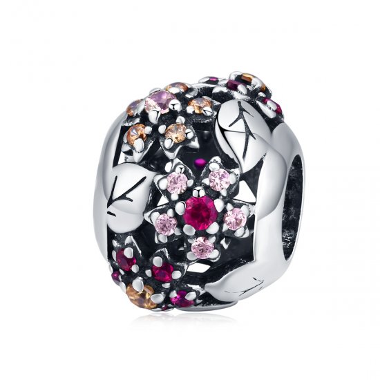 Charm de estilo Pandora en plata con elegante diseño de flores de cerezo - SCC1446 - Haga click en la imagen para cerrar