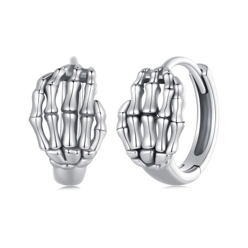 Aretes de aro con estilo Pandora con mano de esqueleto - SCE1641