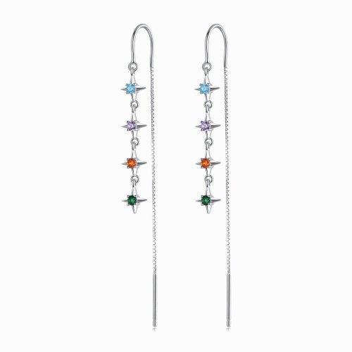 Pendientes colgantes de estilo Pandora con circonio estrellado - SCE1420