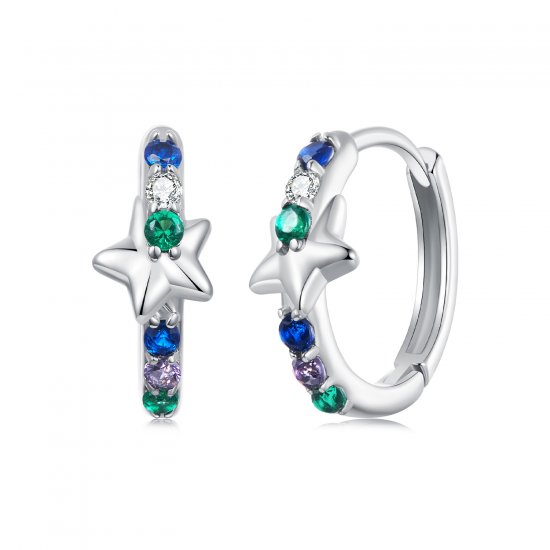 Pendientes de estrellas de colores estilo PANDORA - BSE1048 - Haga click en la imagen para cerrar