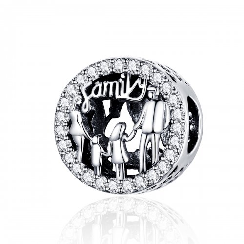 Charm de Plata Estilo Pandora Mi Familia - SCC1184