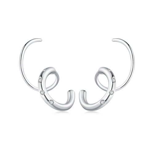 Aretes de aro estilo Pandora en oro rosa con diseño de amor - BSE815