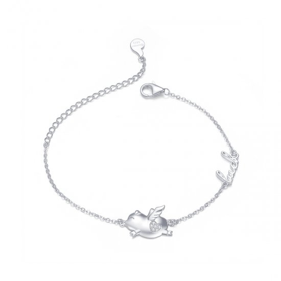 Pulsera estilo Pandora con un pequeño cerdito volador - BSB022 - Haga click en la imagen para cerrar