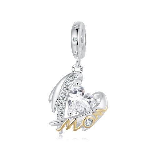 Colgante con alas de amor para el Día de la Madre estilo PANDORA - BSC1001