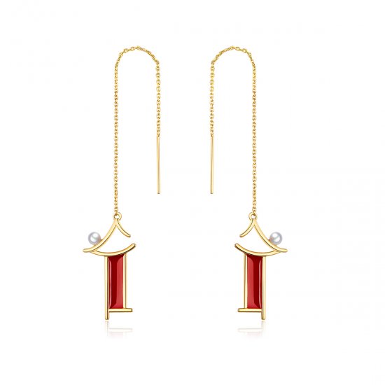 Pendientes colgantes de memoria estilo Pandora en color rojo - BSE340 - Haga click en la imagen para cerrar