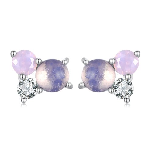 Pendientes de tuerca con estilo Pandora y detalles de gemas - SCE1451