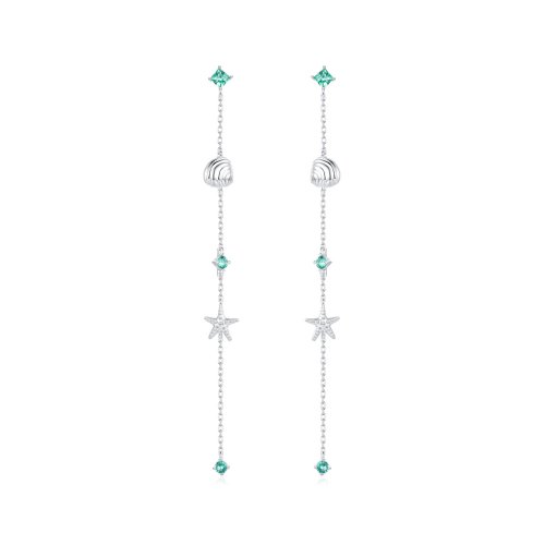 Pendientes estilo PANDORA con océano azul - BSE1013