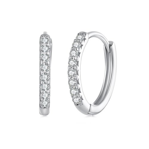 Aretes de argollas finas estilo Pandora con Moissanite - MSE022