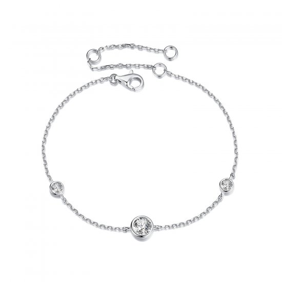 Pulsera de moissanita estrellada estilo PANDORA (con un certificado) - MSB018 - Haga click en la imagen para cerrar