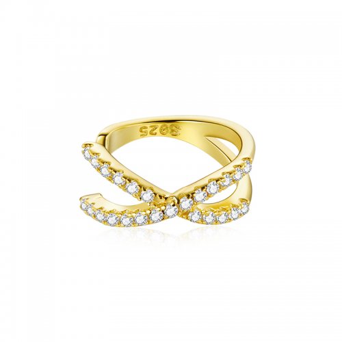 Estilo Pandora, Pendiente de Clip en Cruz Bañado en Oro de 18ct - SCE997-B