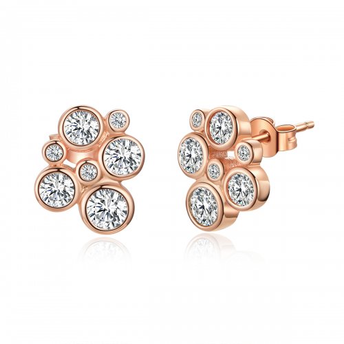 Earrings de estilo Pandora con diseño geométrico de burbujas - SCE810