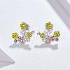 Pendientes de botón estilo Pandora con diseño de racimo de flores - BSE106