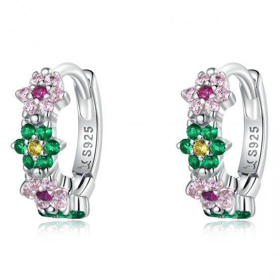 Aros de argolla estilo Pandora con delicadas flores - SCE1320 - Haga click en la imagen para cerrar