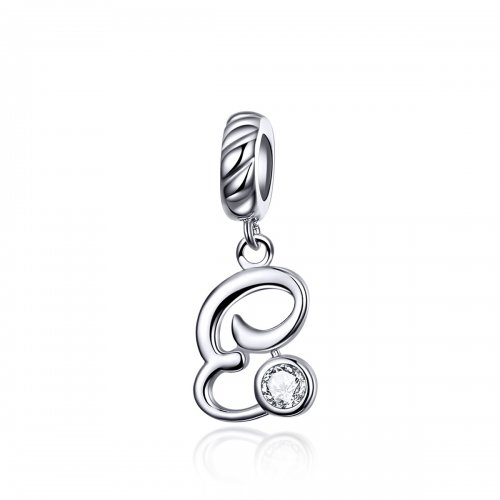 Encanto de letra E en plata estilo Pandora - SCC1183-E Encanto de letra E en plata estilo Pandora - SCC1183-E