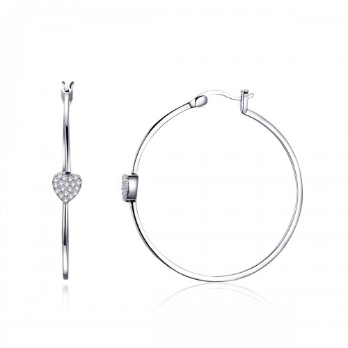 Aretes de aro de plata estilo Pandora con el mensaje "Te amo" - SCE518