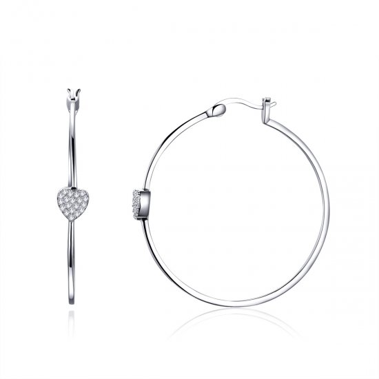Aretes de aro de plata estilo Pandora con el mensaje "Te amo" - SCE518 - Haga click en la imagen para cerrar