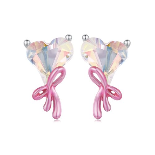 Pendientes con lazo de amor estilo PANDORA - SCE1696
