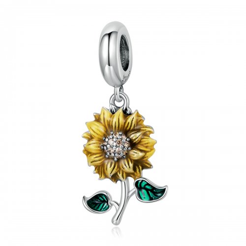Pendiente estilo Pandora con colgante de girasol - SCC2079
