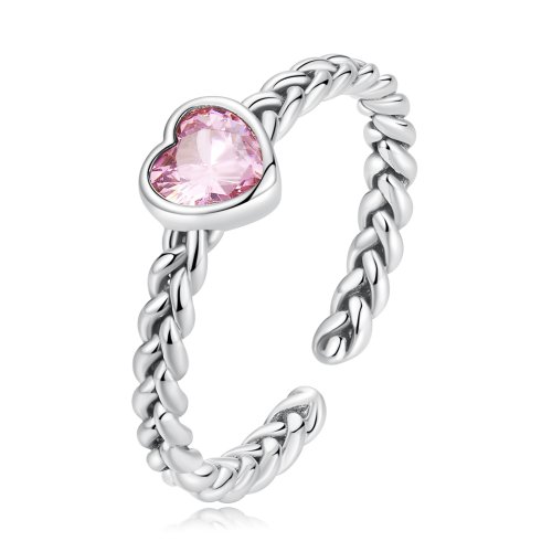 Anillo con estilo Pandora en forma de corazón rosa - SCR865