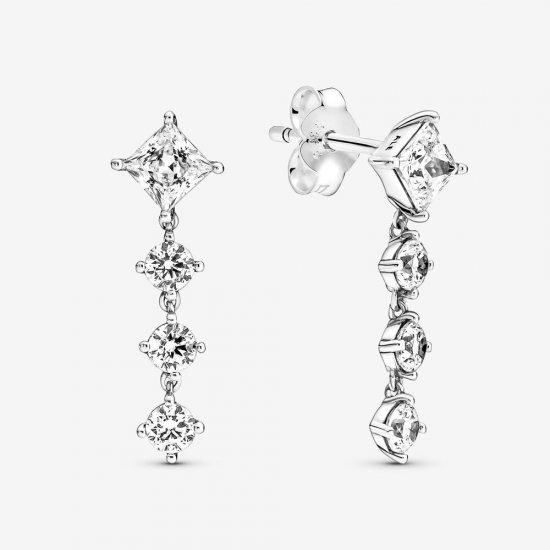 Pendientes PANDORA Sparkling Round & Square - 290045C01 - Haga click en la imagen para cerrar
