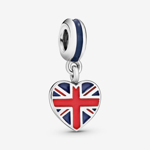 PANDORA Gran Bretaña Corazón con Bandera de la Unión Jack - Abalorio colgante - 791512ENMX