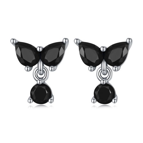 Pendientes de Estilo Pandora con Circonitas Negras - SCE1507