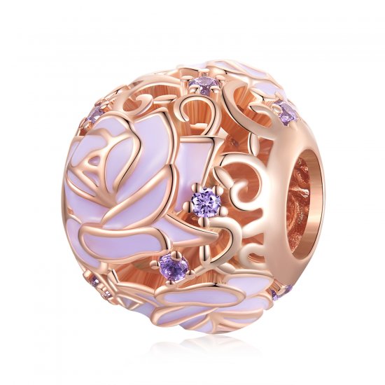 Amuleto estilo Pandora de rosa púrpura - BSC644 - Haga click en la imagen para cerrar