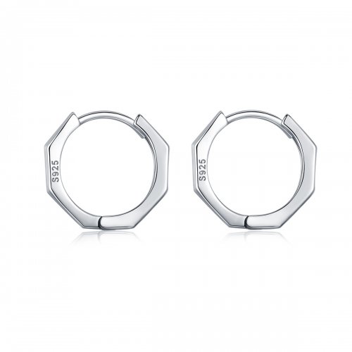 Estilo Pandora Pendientes de Aro Plateados Simples - SCE622
