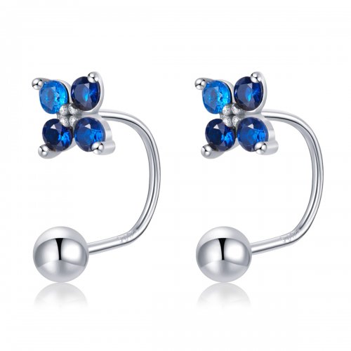 Pendientes de botón estilo Pandora con flores de cuatro pétalos - SCE1177