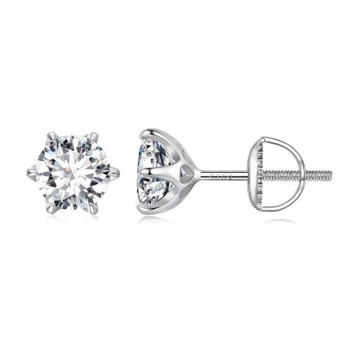 Pendientes de botón estilo Pandora con Moissanita de 1 quilate - MSE021-S