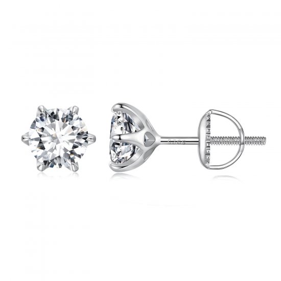 Pendientes de botón estilo Pandora con Moissanita de 1 quilate - MSE021-S - Haga click en la imagen para cerrar