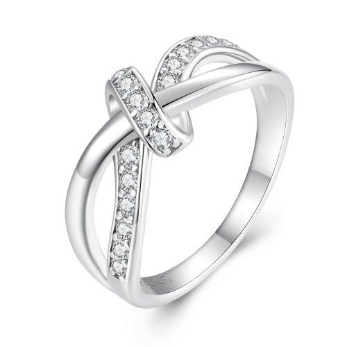 Anillo de Moissanite estilo Pandora con cruz enrollada - MSR031