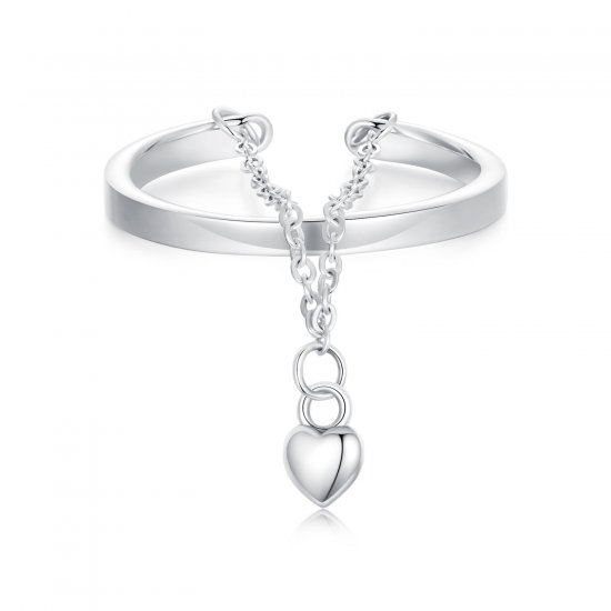 Anillo de cadena de doble capa con forma de corazón estilo PANDORA - SCR1004-E - Haga click en la imagen para cerrar