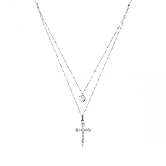 Collar estilo Pandora con cruz de amor - BSN197 - Haga click en la imagen para cerrar