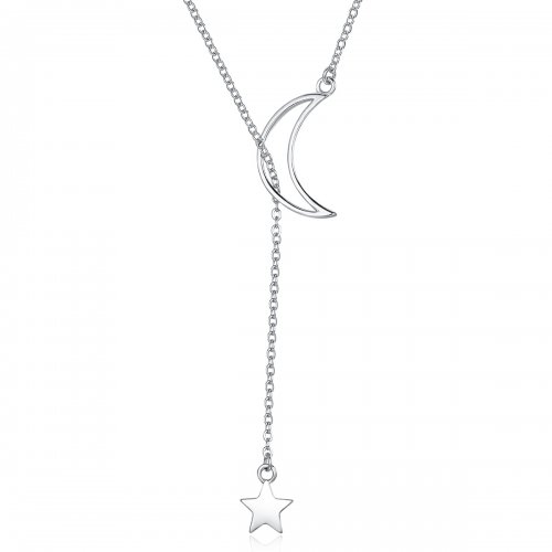 Collar de hada estilo Pandora en plata con estrella y luna - SCN108