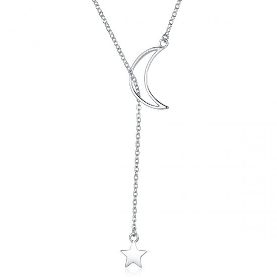 Collar de hada estilo Pandora en plata con estrella y luna - SCN108 - Haga click en la imagen para cerrar
