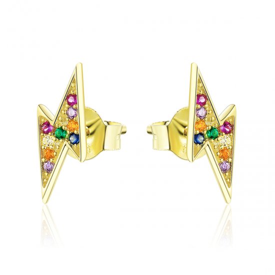 Pendientes tipo relámpago chapados en oro de 18 quilates estilo Pandora - SCE806 - Haga click en la imagen para cerrar