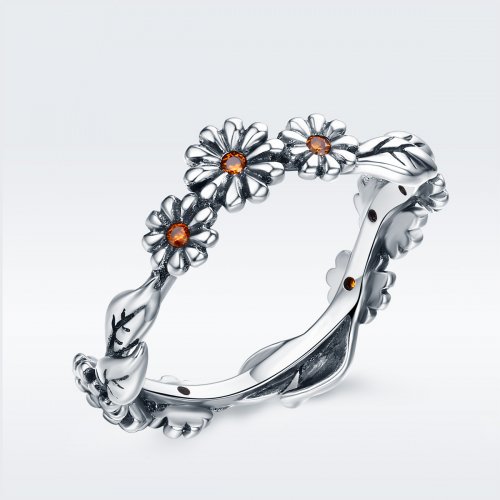 Anillo de flores margarita de plata estilo Pandora - SCR298