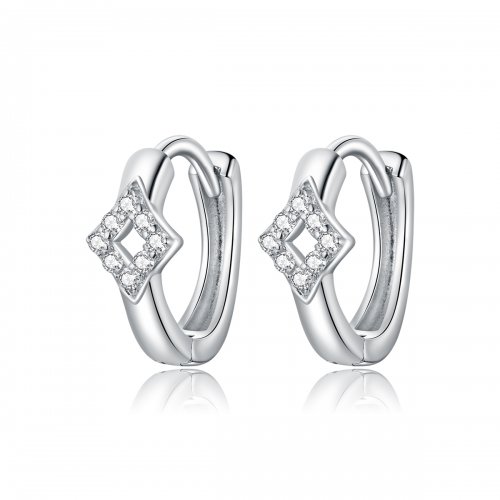 Pendientes de Aro con Diamantes Brillantes de Estilo Pandora en Plata - SCE1048