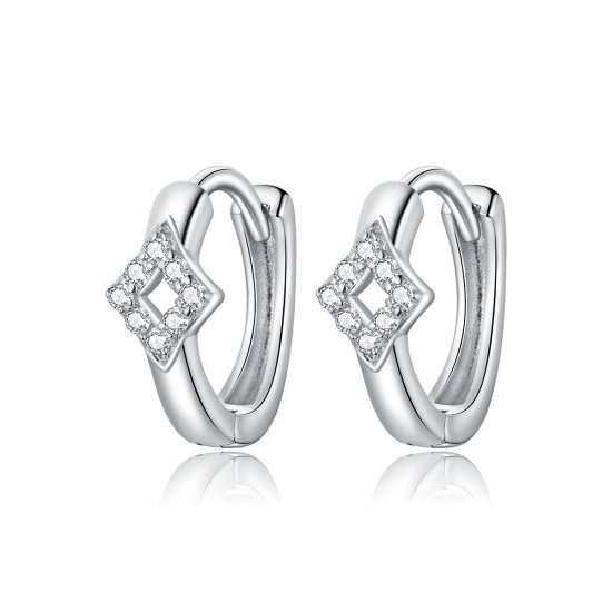 Pendientes de Aro con Diamantes Brillantes de Estilo Pandora en Plata - SCE1048 - Haga click en la imagen para cerrar