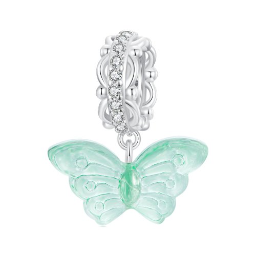 Dije de mariposa verde estilo PANDORA - SCC2712